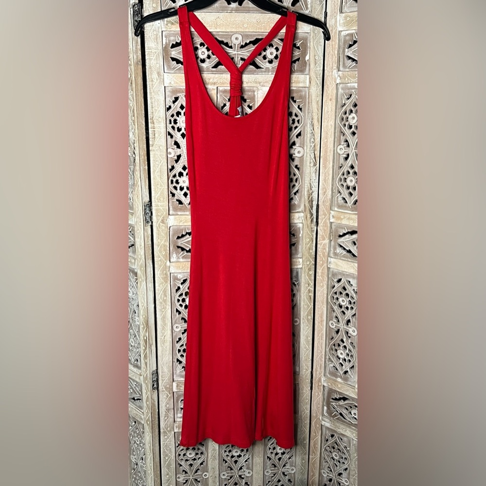 Old Navy Red Racerback Knotted Back T Dress Soft Rayon Swimsuit Cover Size M